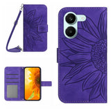 Skin Feel Sun Flower Embossed Flip Leather Phone Case with Lanyard, For Xiaomi 17T 5G, For Xiaomi Poco X8 Pro 5G, For Xiaomi 17 Pro Max, For Xiaomi 17 Pro