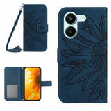 Skin Feel Sun Flower Embossed Flip Leather Phone Case with Lanyard, For Xiaomi 17T 5G, For Xiaomi Poco X8 Pro 5G, For Xiaomi 17 Pro Max, For Xiaomi 17 Pro