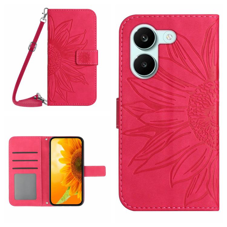 Skin Feel Sun Flower Embossed Flip Leather Phone Case with Lanyard, For Xiaomi 17T 5G, For Xiaomi Poco X8 Pro 5G, For Xiaomi 17 Pro Max, For Xiaomi 17 Pro