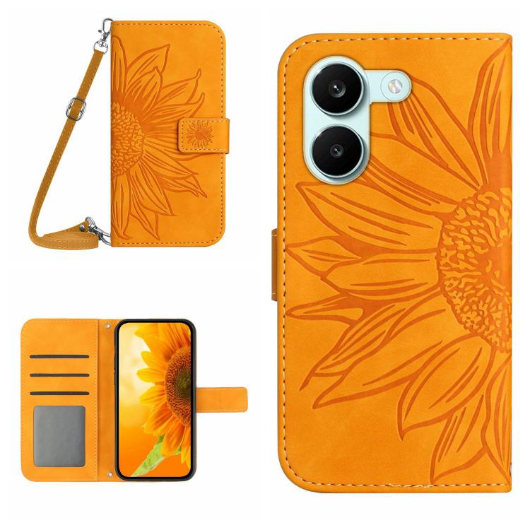 Skin Feel Sun Flower Embossed Flip Leather Phone Case with Lanyard, For Xiaomi 17T 5G, For Xiaomi Poco X8 Pro 5G, For Xiaomi 17 Pro Max, For Xiaomi 17 Pro