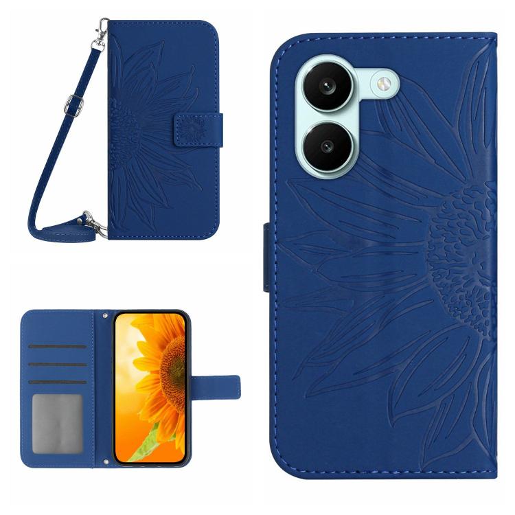 Skin Feel Sun Flower Embossed Flip Leather Phone Case with Lanyard, For Xiaomi 17T 5G, For Xiaomi Poco X8 Pro 5G, For Xiaomi 17 Pro Max, For Xiaomi 17 Pro