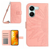 Skin Feel Sun Flower Embossed Flip Leather Phone Case with Lanyard, For Xiaomi 17T 5G, For Xiaomi Poco X8 Pro 5G, For Xiaomi 17 Pro Max, For Xiaomi 17 Pro