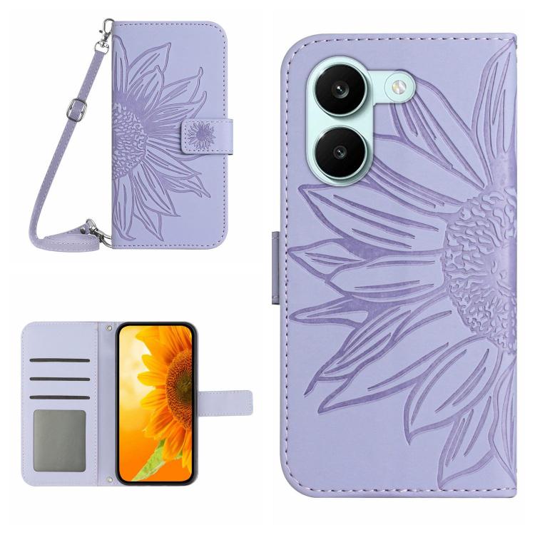 Skin Feel Sun Flower Embossed Flip Leather Phone Case with Lanyard, For Xiaomi 17T 5G, For Xiaomi Poco X8 Pro 5G, For Xiaomi 17 Pro Max, For Xiaomi 17 Pro