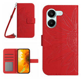 Skin Feel Sun Flower Embossed Flip Leather Phone Case with Lanyard, For Xiaomi 17T 5G, For Xiaomi Poco X8 Pro 5G, For Xiaomi 17 Pro Max, For Xiaomi 17 Pro