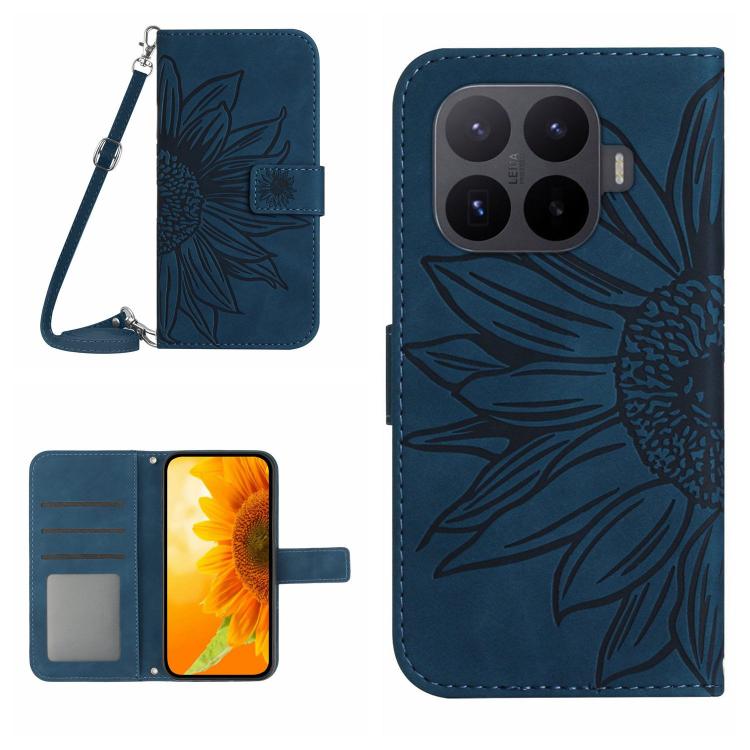 Skin Feel Sun Flower Embossed Flip Leather Phone Case with Lanyard, For Xiaomi 17T Pro 5G, For Xiaomi 17T 5G, For Xiaomi Poco X8 Pro 5G, For Xiaomi 17 Pro Max