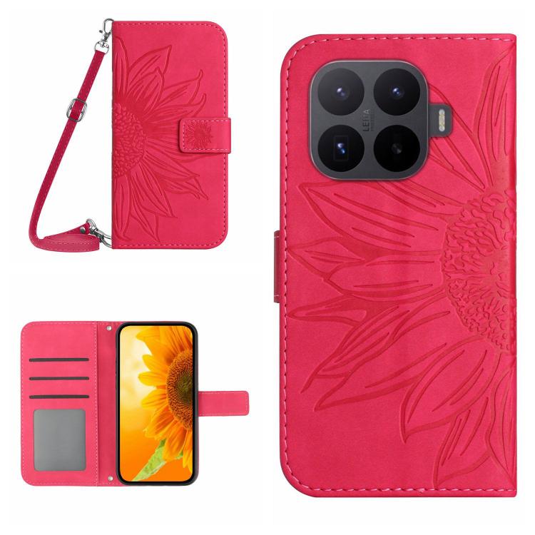 Skin Feel Sun Flower Embossed Flip Leather Phone Case with Lanyard, For Xiaomi 17T Pro 5G, For Xiaomi 17T 5G, For Xiaomi Poco X8 Pro 5G, For Xiaomi 17 Pro Max