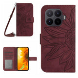 Skin Feel Sun Flower Embossed Flip Leather Phone Case with Lanyard, For Xiaomi 17T Pro 5G, For Xiaomi 17T 5G, For Xiaomi Poco X8 Pro 5G, For Xiaomi 17 Pro Max