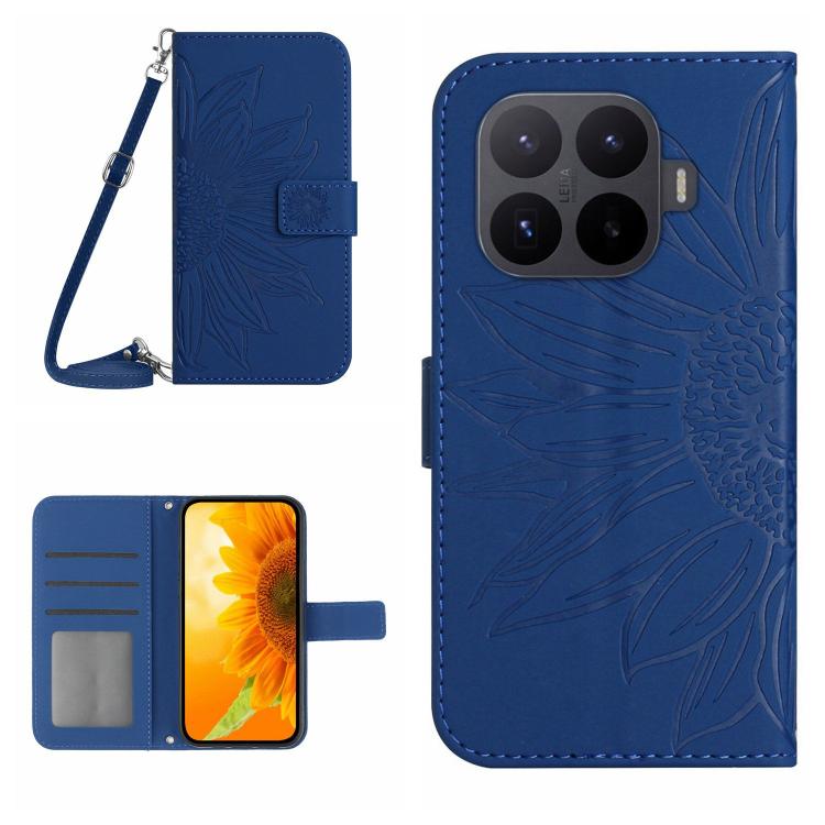 Skin Feel Sun Flower Embossed Flip Leather Phone Case with Lanyard, For Xiaomi 17T Pro 5G, For Xiaomi 17T 5G, For Xiaomi Poco X8 Pro 5G, For Xiaomi 17 Pro Max