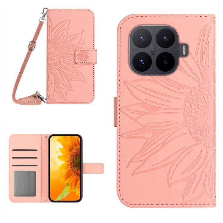 Skin Feel Sun Flower Embossed Flip Leather Phone Case with Lanyard, For Xiaomi 17T Pro 5G, For Xiaomi 17T 5G, For Xiaomi Poco X8 Pro 5G, For Xiaomi 17 Pro Max