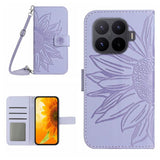 Skin Feel Sun Flower Embossed Flip Leather Phone Case with Lanyard, For Xiaomi 17T Pro 5G, For Xiaomi 17T 5G, For Xiaomi Poco X8 Pro 5G, For Xiaomi 17 Pro Max