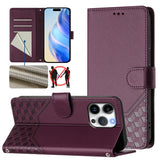 Honeycomb Embossing RFID Leather Phone Case, For iPhone 17e / 16e, For iPhone 17 Pro Max, For iPhone 17 Pro, For iPhone 17, For iPhone Air, For iPhone 16 Pro Max, For iPhone 16 Pro, For iPhone 16 Plus