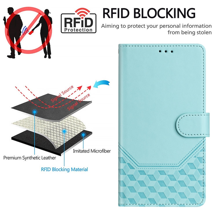 Honeycomb Embossing RFID Leather Phone Case, For iPhone 16, For iPhone 15 Pro Max, For iPhone 15 Pro, For iPhone 15 Plus, For iPhone 15, For iPhone 14 Plus, For iPhone 14 / 13, For iPhone 14 Pro