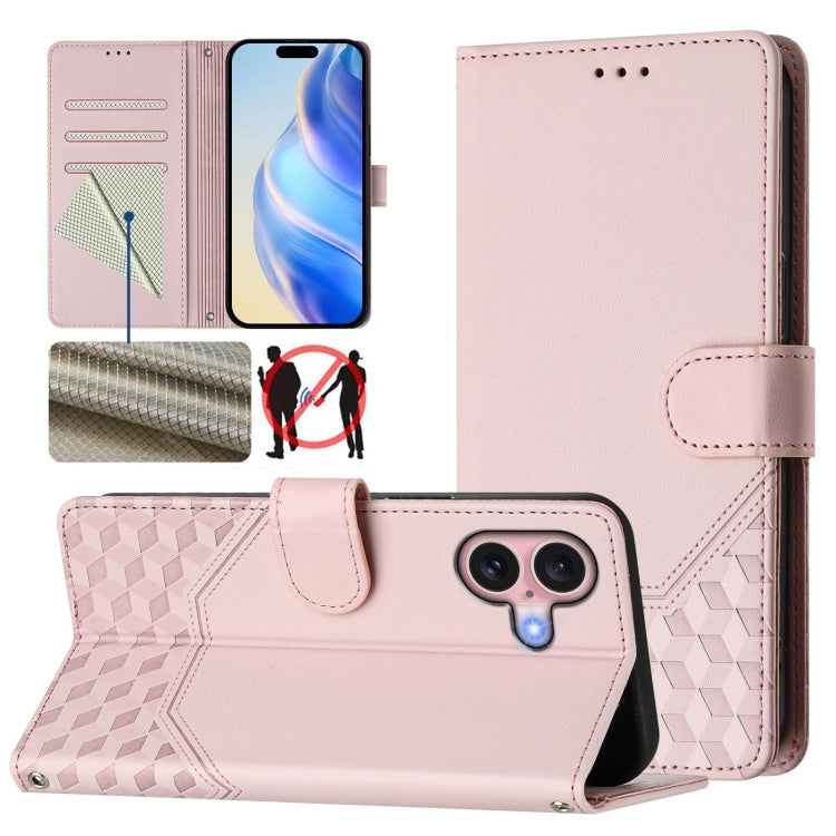Honeycomb Embossing RFID Leather Phone Case, For iPhone 16, For iPhone 15 Pro Max, For iPhone 15 Pro, For iPhone 15 Plus, For iPhone 15, For iPhone 14 Plus, For iPhone 14 / 13, For iPhone 14 Pro