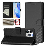 Honeycomb Embossing RFID Leather Phone Case, For iPhone 16, For iPhone 15 Pro Max, For iPhone 15 Pro, For iPhone 15 Plus, For iPhone 15, For iPhone 14 Plus, For iPhone 14 / 13, For iPhone 14 Pro