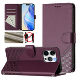 Honeycomb Embossing RFID Leather Phone Case, For iPhone 16, For iPhone 15 Pro Max, For iPhone 15 Pro, For iPhone 15 Plus, For iPhone 15, For iPhone 14 Plus, For iPhone 14 / 13, For iPhone 14 Pro