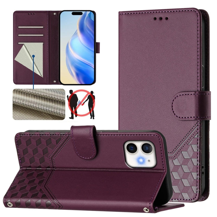 Honeycomb Embossing RFID Leather Phone Case, For iPhone 11 Pro Max, For iPhone 11, For iPhone 11 Pro, For iPhone X / XS, For iPhone XR, For iPhone XS Max, For iPhone 8 Plus / 7 Plus