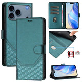 Honeycomb Embossing RFID Leather Phone Case, For iPhone 17e / 16e, For iPhone 17 Pro Max, For iPhone 17 Pro, For iPhone 17, For iPhone Air, For iPhone 16 Pro Max, For iPhone 16 Pro, For iPhone 16 Plus