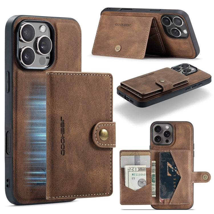 JEEHOOD J01 Retro Magnetic Detachable Wallet Phone Case, For iPhone 17e / 16e, For iPhone 17 Pro Max, For iPhone 17 Pro, For iPhone Air, For iPhone 16 Pro Max, For iPhone 16 Pro