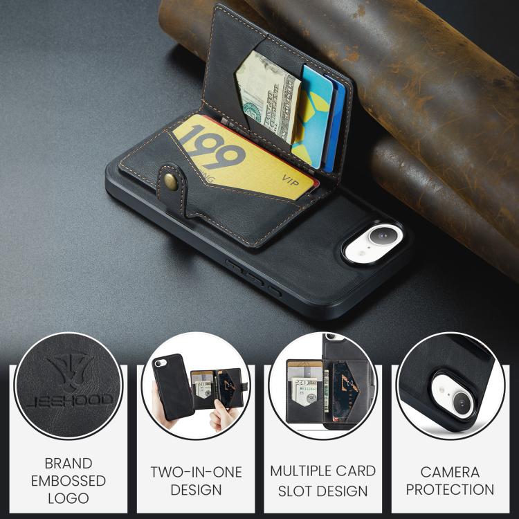 JEEHOOD J01 Retro Magnetic Detachable Wallet Phone Case, For iPhone 17e / 16e, For iPhone 17 Pro Max, For iPhone 17 Pro, For iPhone Air, For iPhone 16 Pro Max, For iPhone 16 Pro