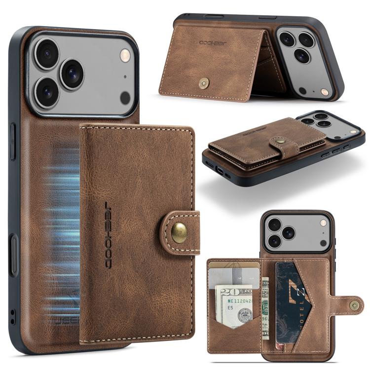 JEEHOOD J01 Retro Magnetic Detachable Wallet Phone Case, For iPhone 17e / 16e, For iPhone 17 Pro Max, For iPhone 17 Pro, For iPhone Air, For iPhone 16 Pro Max, For iPhone 16 Pro