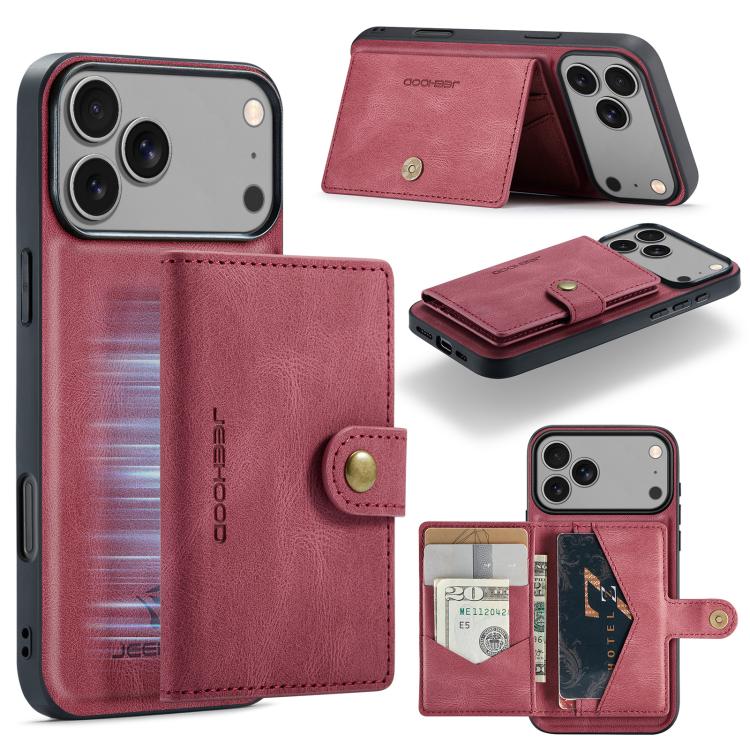 JEEHOOD J01 Retro Magnetic Detachable Wallet Phone Case, For iPhone 17e / 16e, For iPhone 17 Pro Max, For iPhone 17 Pro, For iPhone Air, For iPhone 16 Pro Max, For iPhone 16 Pro