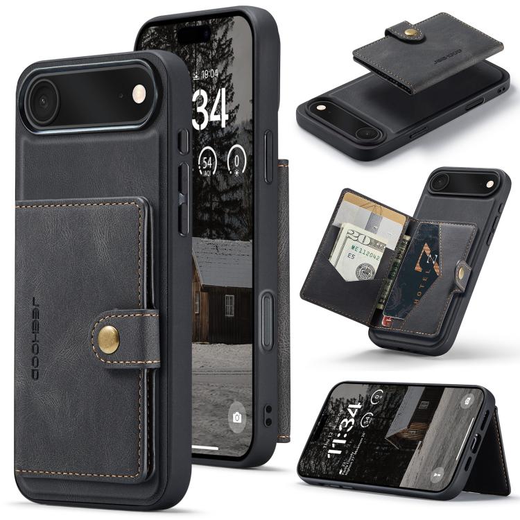 JEEHOOD J01 Retro Magnetic Detachable Wallet Phone Case, For iPhone 17e / 16e, For iPhone 17 Pro Max, For iPhone 17 Pro, For iPhone Air, For iPhone 16 Pro Max, For iPhone 16 Pro