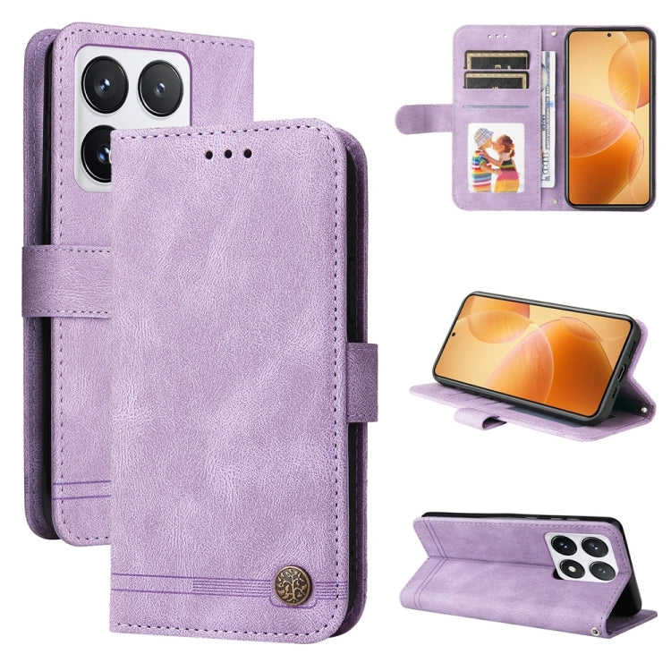 Skin Feel Life Tree Metal Button Leather Phone Case, For Xiaomi 15T 5G, For Xiaomi 15 Ultra, For Xiaomi 15 Pro, For Xiaomi 15, For Xiaomi 14T Pro, For Xiaomi 14T