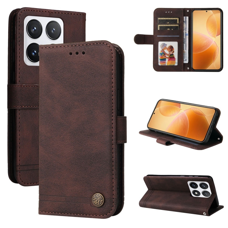 Skin Feel Life Tree Metal Button Leather Phone Case, For Xiaomi 15T 5G, For Xiaomi 15 Ultra, For Xiaomi 15 Pro, For Xiaomi 15, For Xiaomi 14T Pro, For Xiaomi 14T