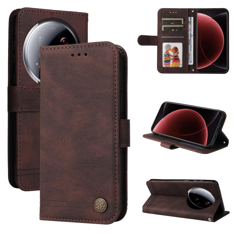 Skin Feel Life Tree Metal Button Leather Phone Case, For Xiaomi 15T Pro 5G, For Xiaomi 15T 5G, For Xiaomi 15 Ultra, For Xiaomi 15 Pro, For Xiaomi 15, For Xiaomi 14T Pro, For Xiaomi 14T