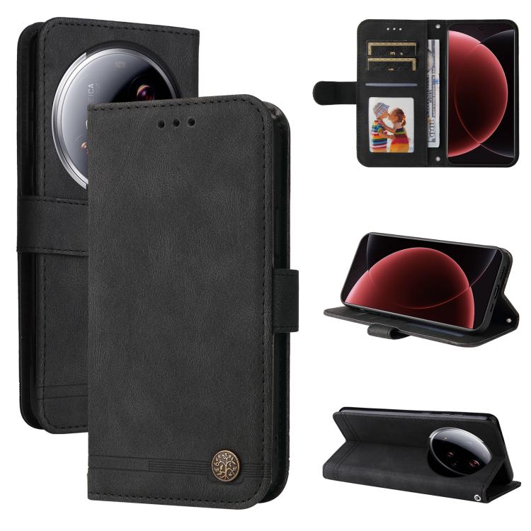 Skin Feel Life Tree Metal Button Leather Phone Case, For Xiaomi 15T Pro 5G, For Xiaomi 15T 5G, For Xiaomi 15 Ultra, For Xiaomi 15 Pro, For Xiaomi 15, For Xiaomi 14T Pro, For Xiaomi 14T