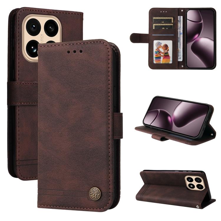 Skin Feel Life Tree Metal Button Leather Phone Case, For Xiaomi 15T Pro 5G, For Xiaomi 15T 5G, For Xiaomi 15 Ultra, For Xiaomi 15 Pro, For Xiaomi 15, For Xiaomi 14T Pro, For Xiaomi 14T