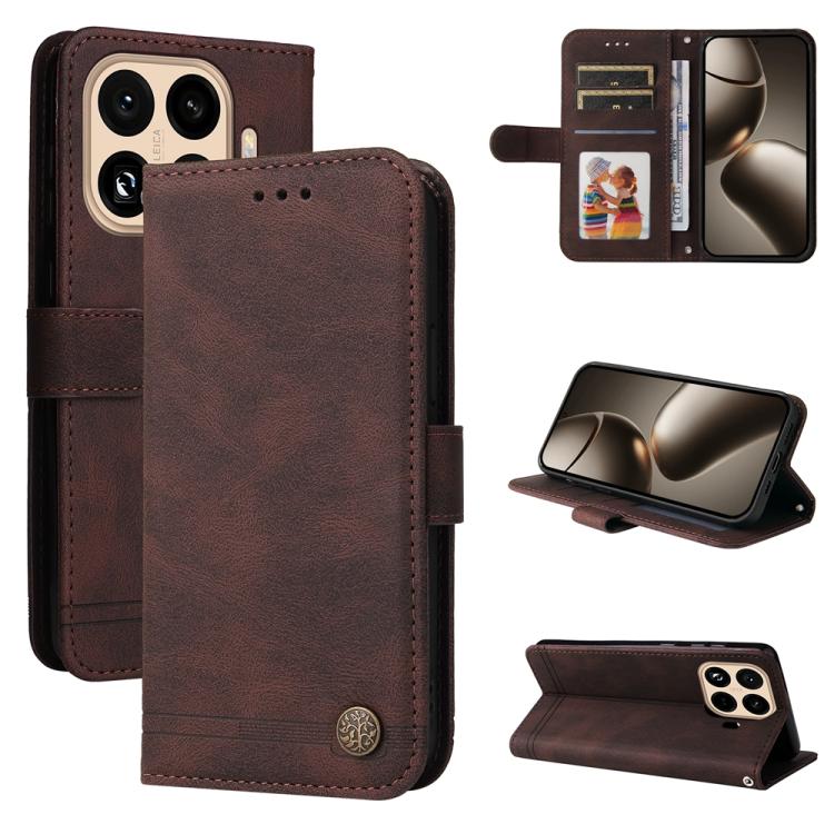 Skin Feel Life Tree Metal Button Leather Phone Case, For Xiaomi 15T Pro 5G, For Xiaomi 15T 5G, For Xiaomi 15 Ultra, For Xiaomi 15 Pro, For Xiaomi 15, For Xiaomi 14T Pro, For Xiaomi 14T