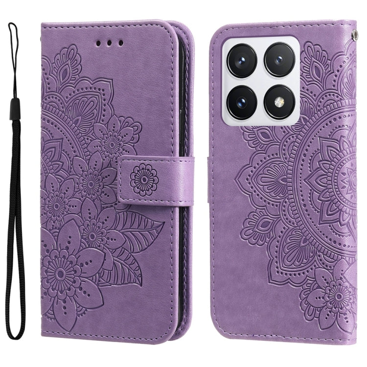Seven-petal Flowers Embossing Leather Phone Case, For Xiaomi 15T 5G, For Xiaomi 15 Ultra, For Xiaomi 15 Pro, For Xiaomi 15, For Xiaomi 14T Pro, For Xiaomi 14T