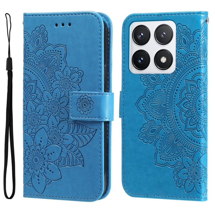 Seven-petal Flowers Embossing Leather Phone Case, For Xiaomi 15T 5G, For Xiaomi 15 Ultra, For Xiaomi 15 Pro, For Xiaomi 15, For Xiaomi 14T Pro, For Xiaomi 14T