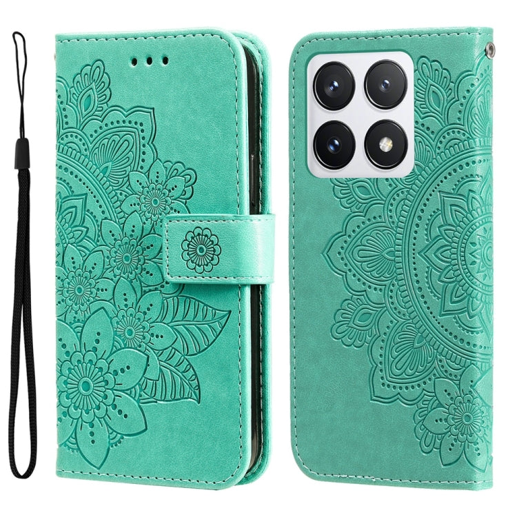 Seven-petal Flowers Embossing Leather Phone Case, For Xiaomi 15T 5G, For Xiaomi 15 Ultra, For Xiaomi 15 Pro, For Xiaomi 15, For Xiaomi 14T Pro, For Xiaomi 14T