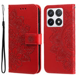 Seven-petal Flowers Embossing Leather Phone Case, For Xiaomi 15T 5G, For Xiaomi 15 Ultra, For Xiaomi 15 Pro, For Xiaomi 15, For Xiaomi 14T Pro, For Xiaomi 14T