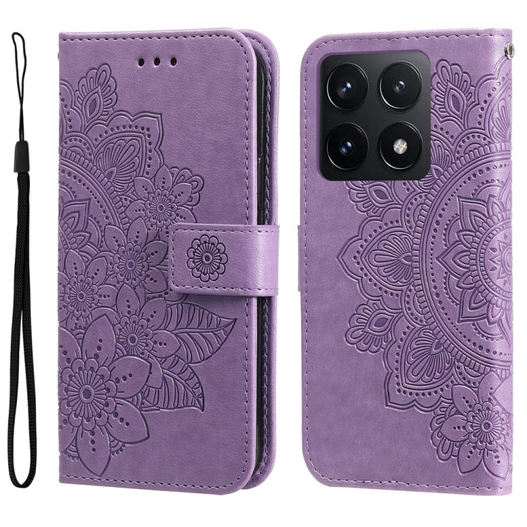 Seven-petal Flowers Embossing Leather Phone Case, For Xiaomi 15T 5G, For Xiaomi 15 Ultra, For Xiaomi 15 Pro, For Xiaomi 15, For Xiaomi 14T Pro, For Xiaomi 14T