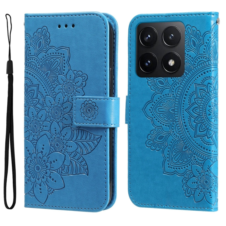 Seven-petal Flowers Embossing Leather Phone Case, For Xiaomi 15T 5G, For Xiaomi 15 Ultra, For Xiaomi 15 Pro, For Xiaomi 15, For Xiaomi 14T Pro, For Xiaomi 14T
