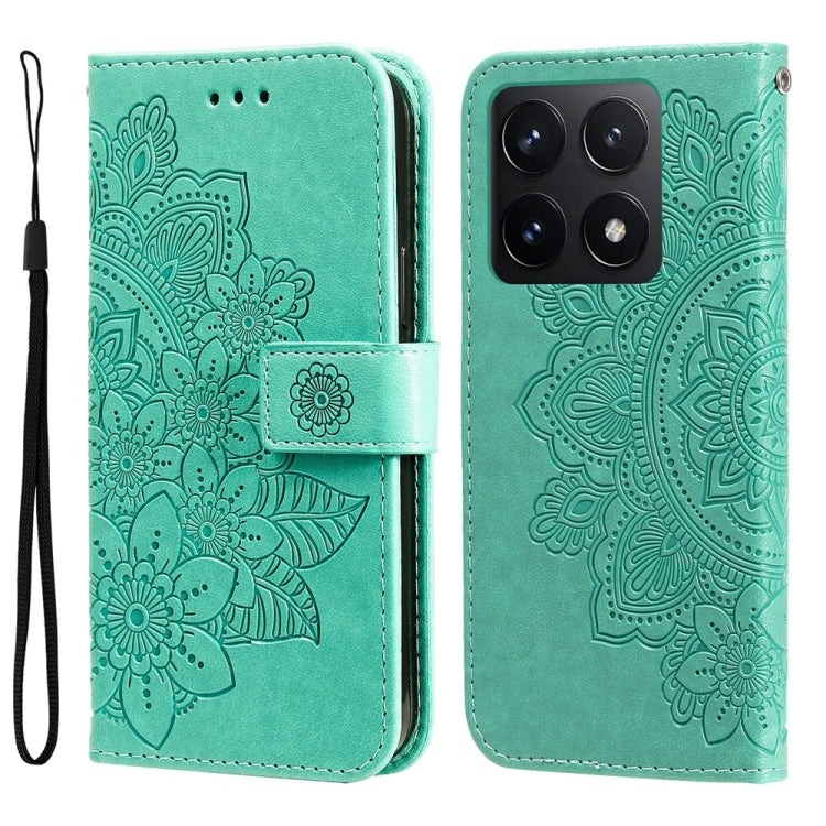 Seven-petal Flowers Embossing Leather Phone Case, For Xiaomi 15T 5G, For Xiaomi 15 Ultra, For Xiaomi 15 Pro, For Xiaomi 15, For Xiaomi 14T Pro, For Xiaomi 14T