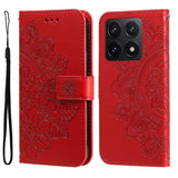 Seven-petal Flowers Embossing Leather Phone Case, For Xiaomi 15T 5G, For Xiaomi 15 Ultra, For Xiaomi 15 Pro, For Xiaomi 15, For Xiaomi 14T Pro, For Xiaomi 14T