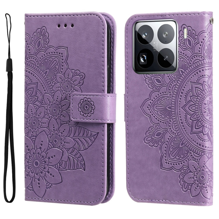 Seven-petal Flowers Embossing Leather Phone Case, For Xiaomi 15T Pro 5G, For Xiaomi 15T 5G, For Xiaomi 15 Ultra, For Xiaomi 15 Pro, For Xiaomi 15, For Xiaomi 14T Pro, For Xiaomi 14T