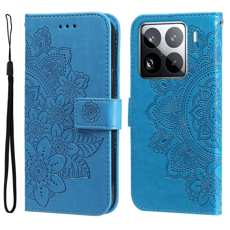 Seven-petal Flowers Embossing Leather Phone Case, For Xiaomi 15T Pro 5G, For Xiaomi 15T 5G, For Xiaomi 15 Ultra, For Xiaomi 15 Pro, For Xiaomi 15, For Xiaomi 14T Pro, For Xiaomi 14T