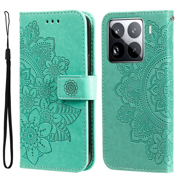 Seven-petal Flowers Embossing Leather Phone Case, For Xiaomi 15T Pro 5G, For Xiaomi 15T 5G, For Xiaomi 15 Ultra, For Xiaomi 15 Pro, For Xiaomi 15, For Xiaomi 14T Pro, For Xiaomi 14T
