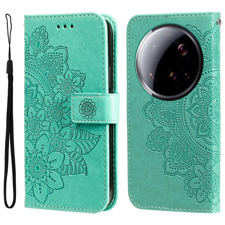 Seven-petal Flowers Embossing Leather Phone Case, For Xiaomi 15T Pro 5G, For Xiaomi 15T 5G, For Xiaomi 15 Ultra, For Xiaomi 15 Pro, For Xiaomi 15, For Xiaomi 14T Pro, For Xiaomi 14T