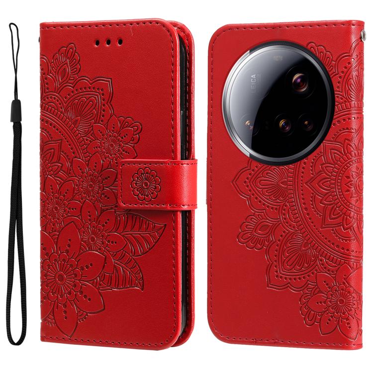 Seven-petal Flowers Embossing Leather Phone Case, For Xiaomi 15T Pro 5G, For Xiaomi 15T 5G, For Xiaomi 15 Ultra, For Xiaomi 15 Pro, For Xiaomi 15, For Xiaomi 14T Pro, For Xiaomi 14T
