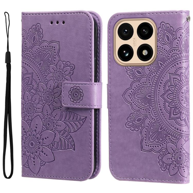 Seven-petal Flowers Embossing Leather Phone Case, For Xiaomi 15T Pro 5G, For Xiaomi 15T 5G, For Xiaomi 15 Ultra, For Xiaomi 15 Pro, For Xiaomi 15, For Xiaomi 14T Pro, For Xiaomi 14T