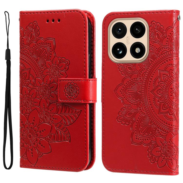 Seven-petal Flowers Embossing Leather Phone Case, For Xiaomi 15T Pro 5G, For Xiaomi 15T 5G, For Xiaomi 15 Ultra, For Xiaomi 15 Pro, For Xiaomi 15, For Xiaomi 14T Pro, For Xiaomi 14T