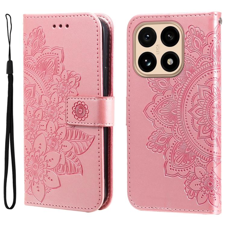 Seven-petal Flowers Embossing Leather Phone Case, For Xiaomi 15T Pro 5G, For Xiaomi 15T 5G, For Xiaomi 15 Ultra, For Xiaomi 15 Pro, For Xiaomi 15, For Xiaomi 14T Pro, For Xiaomi 14T