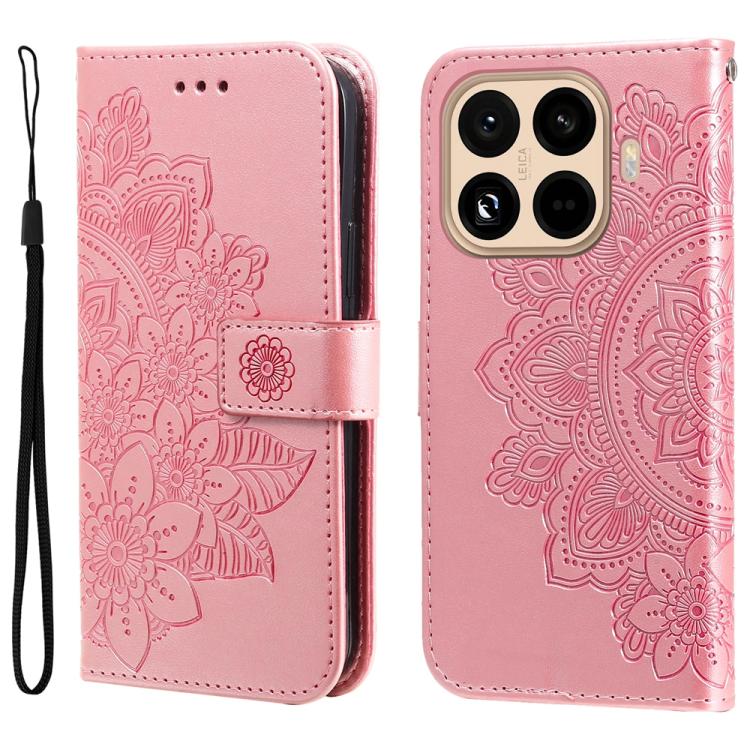 Seven-petal Flowers Embossing Leather Phone Case, For Xiaomi 15T Pro 5G, For Xiaomi 15T 5G, For Xiaomi 15 Ultra, For Xiaomi 15 Pro, For Xiaomi 15, For Xiaomi 14T Pro, For Xiaomi 14T