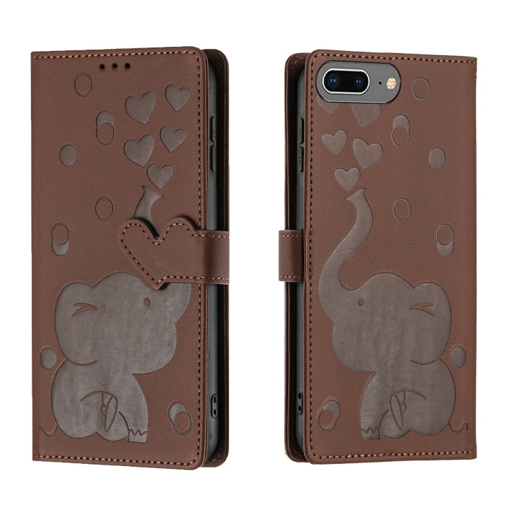 Cartoon Elephant Embossed Leather Phone Case, For iPhone XR, For iPhone XS Max, For iPhone 8 Plus / 7 Plus